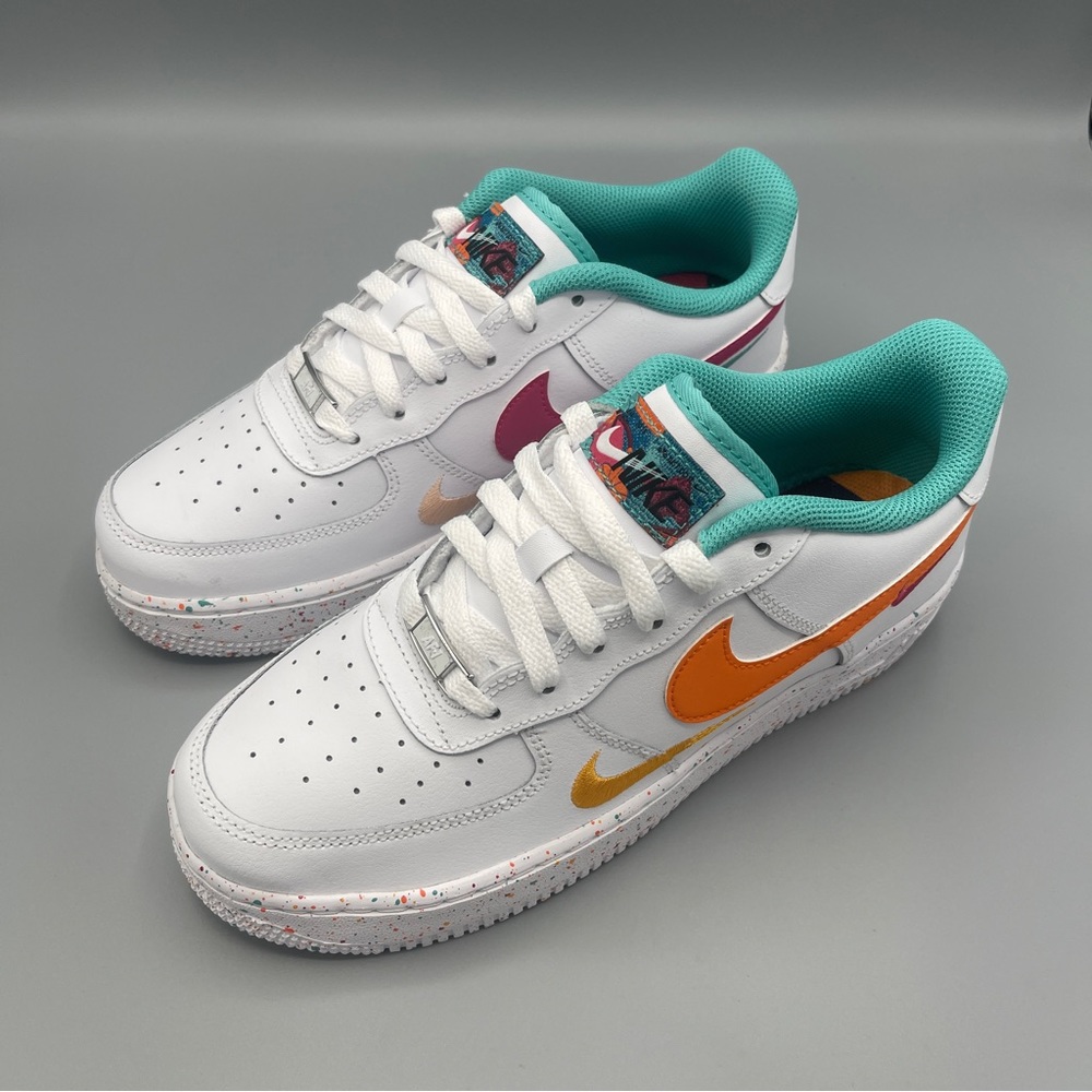 Nike Air Force 1 LV8 GS Big Girl 7Y Casual Shoes White/Safety Orange \Women #8.5 - Picture 4 of 16